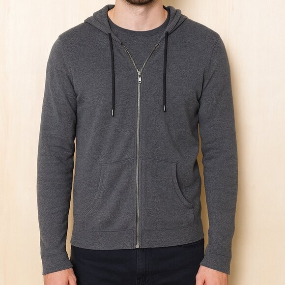 Massimo Dutti‎ Extrafine Cotton Zip Up Men's Grey Size M - Picture 1 of 4